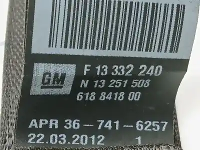 Автозапчастина б/у задній правий ремін безпеки для opel zafira tourer c (p12) 2.0 cdti (75) посилання на oem iam 13332240 13251508 