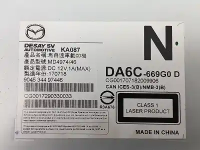 Second-hand car spare part audio system / radio cd for mazda cx-3 (dk) 2.0 skyactiv-g (dk5w, dk6w) oem iam references da6c669g0d  