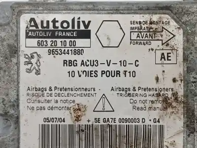 Автозапчастина б/у блок управління подушками безпеки для peugeot 206 fastback (2a/c) 1.6 hdi 110 посилання на oem iam 9653441880 603201000 