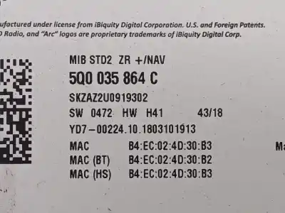 Tweedehands auto-onderdeel gps-navigatiesysteem voor skoda superb iii (3v3) 2.0 tdi oem iam-referenties 5q0035864c  