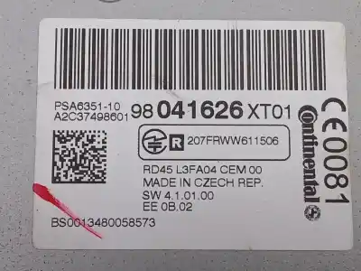 Second-hand car spare part audio system / radio cd for citroen c3 picasso (sh_) 1.6 hdi 90 oem iam references 98041626xt01  a2c37498601