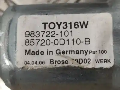 Автозапчасти б/у регулятор стекла переднего левого за toyota yaris (ksp9/scp9/nlp9) 1.4 turbodiesel cat ссылки oem iam 983722101 857200d110b 