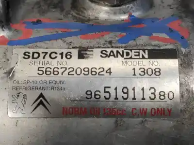 Автозапчасти б/у компрессор кондиционера воздуха за citroen c4 grand picasso 2.0 hdi fap cat (rhr / dw10bted4) ссылки oem iam 9651911380 sd7c161308 
