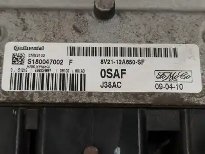Автозапчастина б/у ебу контролер двигуна для ford fiesta vi (cb1, ccn) 1.25 посилання на oem iam s180047002f 8v2112a650sf ems2102