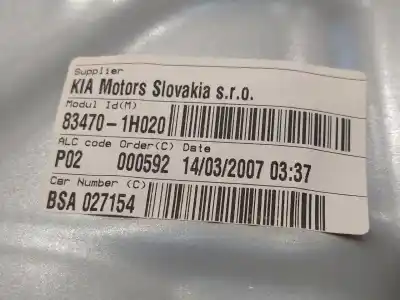 Second-hand car spare part rear left window regulator for kia cee´d 1.6 crdi cat oem iam references 402059d 834701h020 440850c