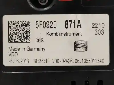 Second-hand car spare part dashboard for seat leon sc (5f5) 2.0 tdi oem iam references 5f0920871a a2c83895300 