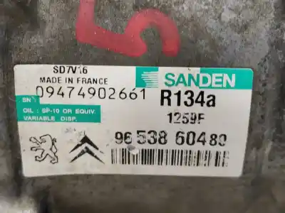 Second-hand car spare part air conditioning compressor for citroen jumpy 2.0 hdi cat (rhx / dw10bted) oem iam references 9653860480 sd7v161259f 