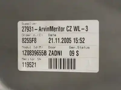 Автозапчасти б/у регулятор стекла заднего левого за skoda octavia ii combi (1z5) 1.9 tdi ссылки oem iam 1z0839655b 995932210 1k0959703e