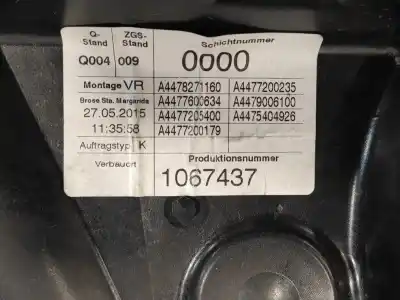 Second-hand car spare part passenger side right window regulator for mercedes-benz vito tourer (447) 2.1 cdi cat oem iam references a4478271160 a4479063600 