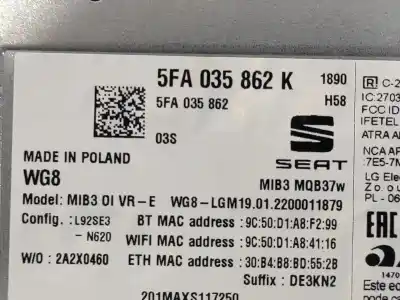 Автозапчасти б/у gps-навигационная система за cupra formentor km (fm6) ссылки oem iam 5fa035862k mib3mqb37w 