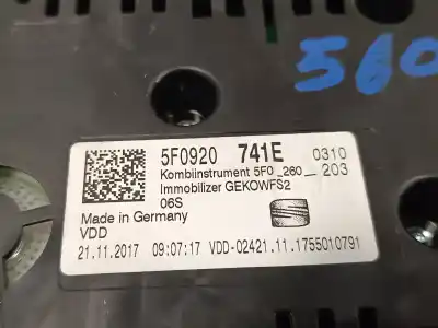 Автозапчастина б/у панель інструментів для seat ateca (kh7, khp) 1.6 tdi посилання на oem iam 5f0920741e 5f0260203 a2c12362200