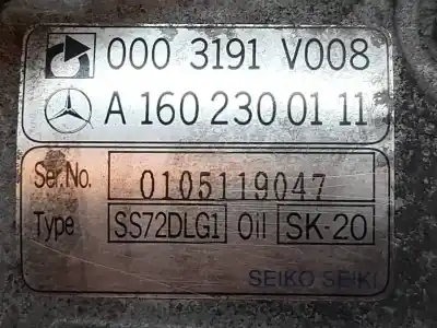 Second-hand car spare part air conditioning compressor for smart cabrio cdi pulse oem iam references a1602300111  0003191v008