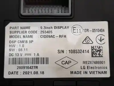 Second-hand car spare part multifunction display for renault captur ii e-tech engineered oem iam references cid09acrfh  280916427r