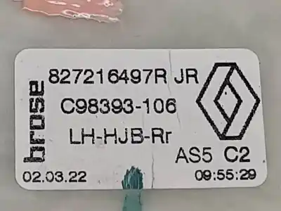 Second-hand car spare part rear left window regulator for renault captur ii e-tech engineered oem iam references 827216497r  c98393106