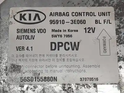 Peça sobressalente para automóvel em segunda mão centralina de airbag por kia sorento 2.5 crdi active referências oem iam 959103e060  5wy67056