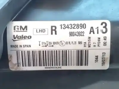 Second-hand car spare part right headlight for opel corsa d expression oem iam references 13432890  