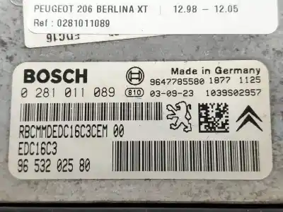 Peça sobressalente para automóvel em segunda mão centralina de motor uce por peugeot 206 berlina xt referências oem iam 0281011089 1039s02957 bosch 9653202580 9647785580