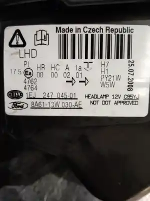 Second-hand car spare part left headlight for ford fiesta (cb1) econetic oem iam references 8a6113w030ae  1ej24704501