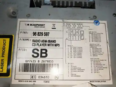 Second-hand car spare part audio system / radio cd for chevrolet lacetti 2.0 diesel cat oem iam references 96829597  