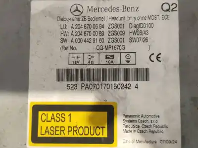 İkinci el araba yedek parçası ses sistemi / radyo cd için mercedes-benz clase c (w204) berlina c 200 cdi blueefficiency (204.001) oem iam referansları a2048700594 a2048700089 a0004429160