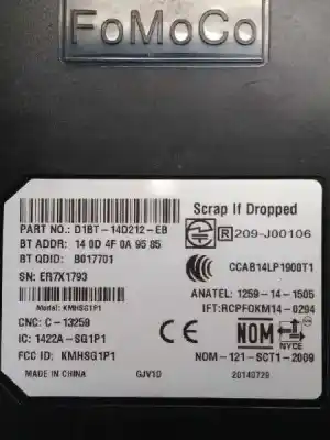 Second-hand car spare part electronic module for ford fiesta vi (cb1, ccn) 1.25 oem iam references d1bt14d212eb  b017701