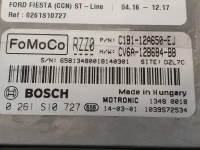 Автозапчасти б/у блок управления двигателем за ford fiesta (ccn) st-line ссылки oem iam 0261s10727 cv6a12b684bb c1b112a650ej