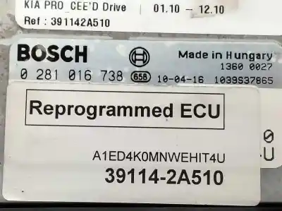 Second-hand car spare part ecu engine control for kia pro_cee´d drive oem iam references 0281016738  391142a510