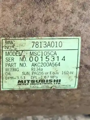 Second-hand car spare part air conditioning compressor for mitsubishi grandis (na0w) 2.0 di-d inform oem iam references 7813a010  msc105ca akc200a564