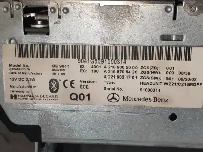 Pièce détachée automobile d'occasion système audio / radiocd pour mercedes-benz clase cl (w216) coupe 500 4-matic (216.386) références oem iam a2169005000 a2219024701 a2168708426