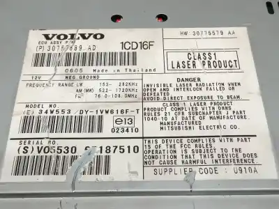 Pièce détachée automobile d'occasion système audio / radiocd pour volvo v50 familiar 2.0 d kinetic références oem iam 30752889ad 30737809 1cd16f