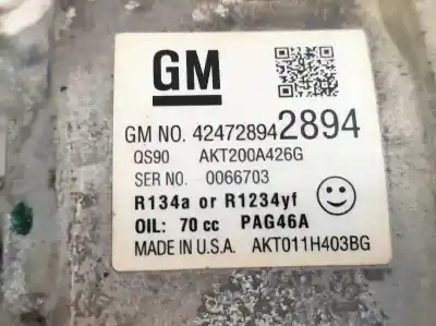 Second-hand car spare part air conditioning compressor for opel mokka x color edition start/stop oem iam references 42472894  akt200a426g