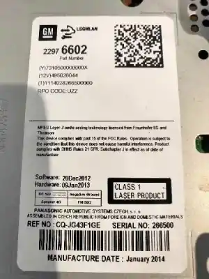 Автозапчастина б/у аудіо система / радіо cd для opel astra j lim. excellence посилання на oem iam 22976602 22836293 