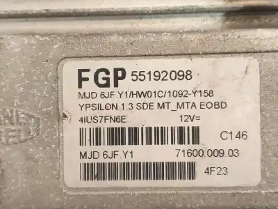 Second-hand car spare part ecu engine control for lancia ypsilon (101) 1.3 jtd cat oem iam references 55192098 mjd6jfy1 7160000903