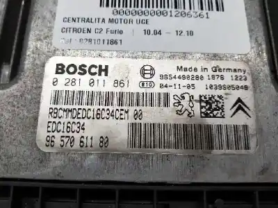 Second-hand car spare part ecu engine control for citroen c2 furio oem iam references 0281011861 edc16c34 9657061180