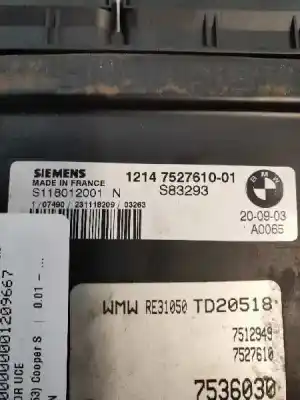 Second-hand car spare part ecu engine control for mini mini (r50,r53) cooper s oem iam references s118012001n s83293 1214 752761001