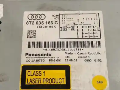 Second-hand car spare part audio system / radio cd for audi a4 avant (8k5) (2008) 2.0 16v tdi oem iam references 8t2035186c  cqja1871g