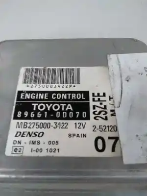 Pezzo di ricambio per auto di seconda mano centralina motore per toyota yaris (ncp1/nlp1/scp1) 1.3 expo riferimenti oem iam 896610d070 2szfe mt 07 mb2750003422