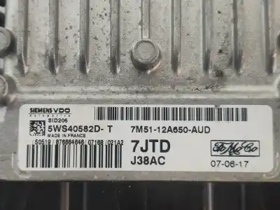Second-hand car spare part ecu engine control for ford c-max (cb3) 1.8 tdci turbodiesel cat oem iam references 5ws40582dt 7jtd j38ac 7m5112a650aud