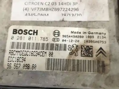 Second-hand car spare part ecu engine control for citroen c2 furio oem iam references 0281011785 1039s06753 bosch 9656709880 9654490280
