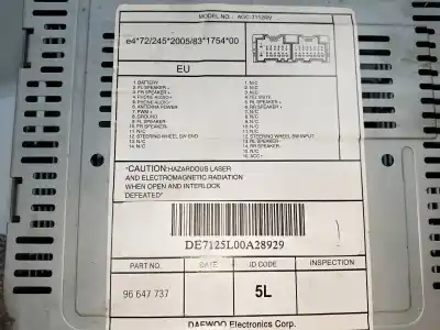 Peça sobressalente para automóvel em segunda mão sistema de áudio / rádio cd por chevrolet aveo ls referências oem iam 96647737  