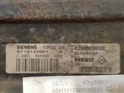 Автозапчастина б/у ебу контролер двигуна для renault scenic (ja..) 2.0 16v rxi посилання на oem iam s110137001a sirius32n siemens 8200028833 8200044437