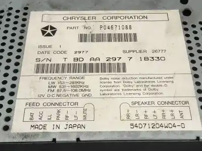 Gebrauchtes Autoersatzteil audiosystem / radio-cd zum chrysler stratus cabrio (jx) 2.5 limited 163 cv / 120 kw oem-iam-referenzen p04671088  