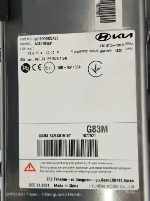 Автозапчасти б/у аудиосистема / радио cd за kia picanto (ja) concept ссылки oem iam 96150g6830  acb11g6ep