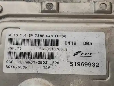 Second-hand car spare part ecu engine control for alfa romeo mito (145) basis (2016->) oem iam references 51969932  