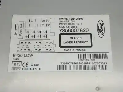 Автозапчасти б/у аудиосистема / радио cd за ford ka (ccu) titanium+ ссылки oem iam 7356007820  