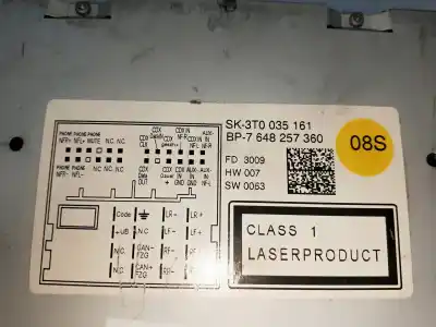 Second-hand car spare part audio system / radio cd for skoda superb combi (3t5) comfort oem iam references bp7648257360  