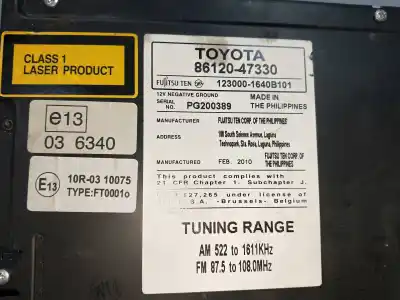 Автозапчасти б/у аудиосистема / радио cd за toyota prius (nhw30) * ссылки oem iam 8612047330  
