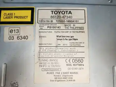 Pezzo di ricambio per auto di seconda mano impianto audio / radio cd per toyota prius (nhw30) plug-in hybrid advance riferimenti oem iam 8612047340  