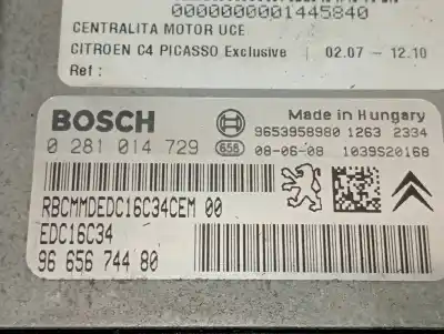 Second-hand car spare part ecu engine control for citroen c4 picasso exclusive plus oem iam references 9665674480 9653958980 0281014729