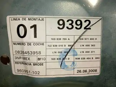 Автозапчасти б/у регулятор стекла заднего левого за volkswagen golf v variant (1k5) 1.9 tdi ссылки oem iam 960951102  1k9839755a